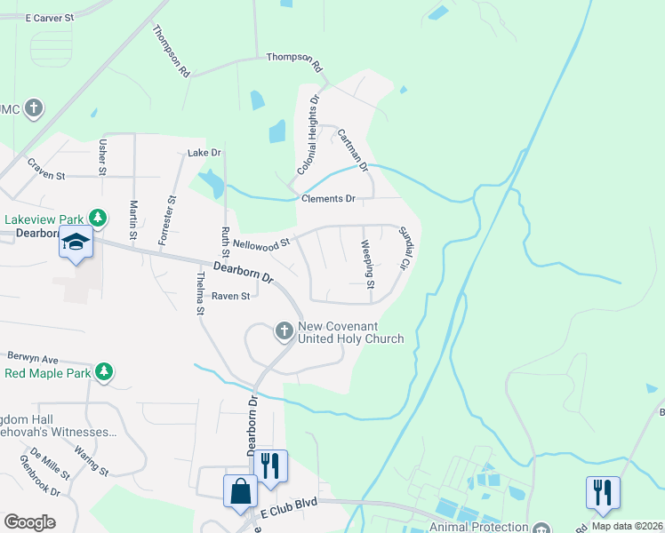 map of restaurants, bars, coffee shops, grocery stores, and more near 14 Malbry Place in Durham