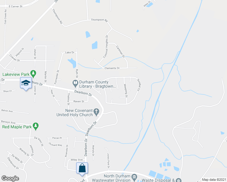 map of restaurants, bars, coffee shops, grocery stores, and more near 14 Malbry Place in Durham