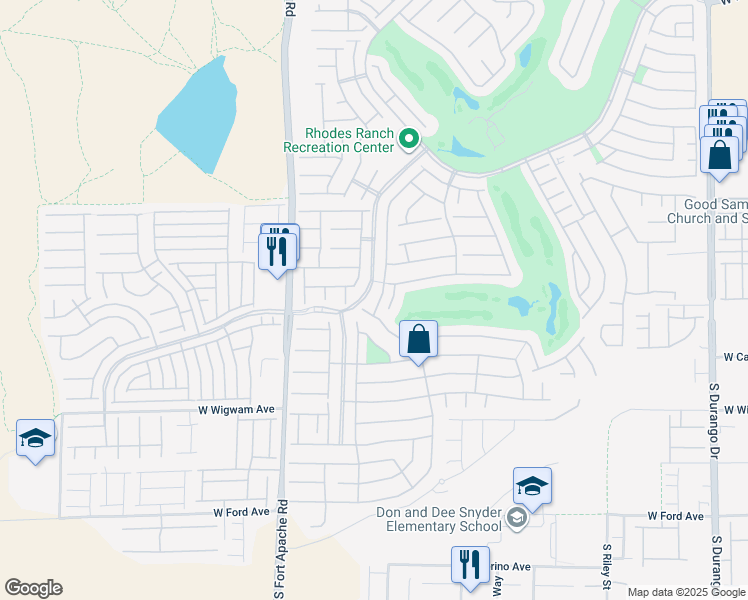 map of restaurants, bars, coffee shops, grocery stores, and more near 599 Center Green Drive in Las Vegas