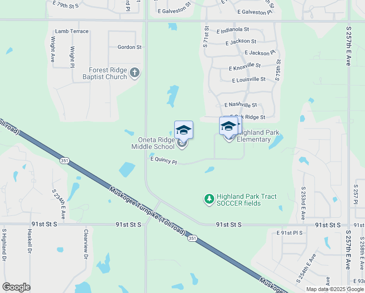 map of restaurants, bars, coffee shops, grocery stores, and more near 6800 East Quincy Place in Broken Arrow
