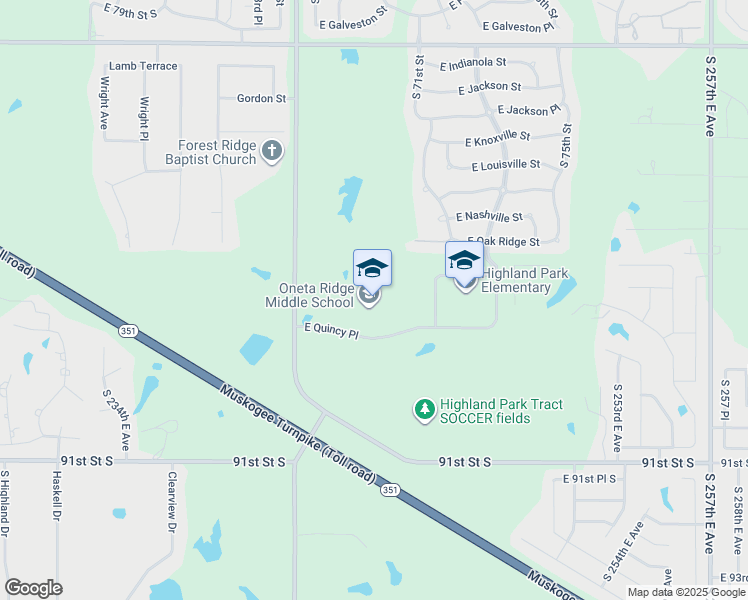 map of restaurants, bars, coffee shops, grocery stores, and more near 6800 East Quincy Place in Broken Arrow