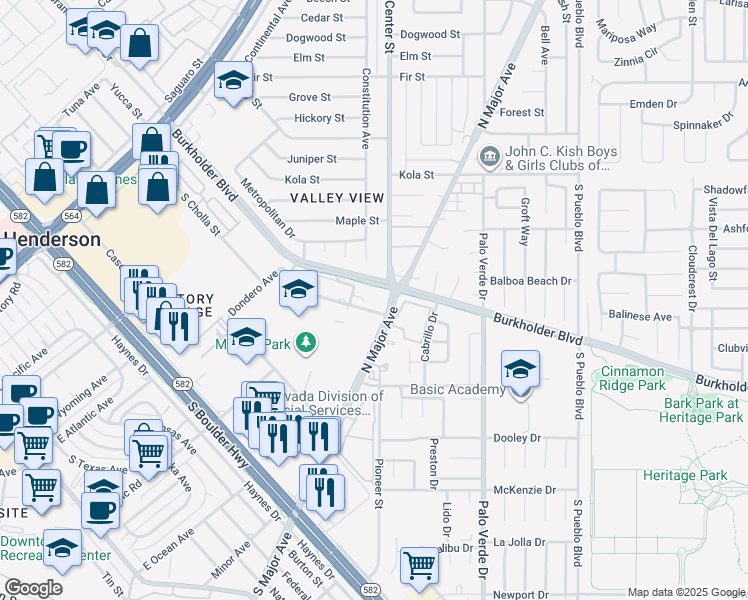 map of restaurants, bars, coffee shops, grocery stores, and more near in Henderson
