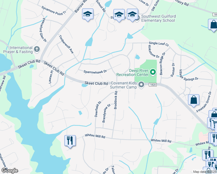 map of restaurants, bars, coffee shops, grocery stores, and more near 4020 Berkshire Court in High Point