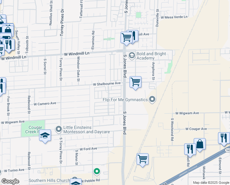map of restaurants, bars, coffee shops, grocery stores, and more near 6164 Bridgeport Hills Avenue in Las Vegas