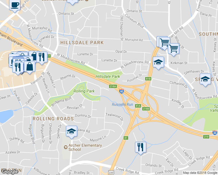 map of restaurants, bars, coffee shops, grocery stores, and more near 2004 Cheltenham Court in Greensboro