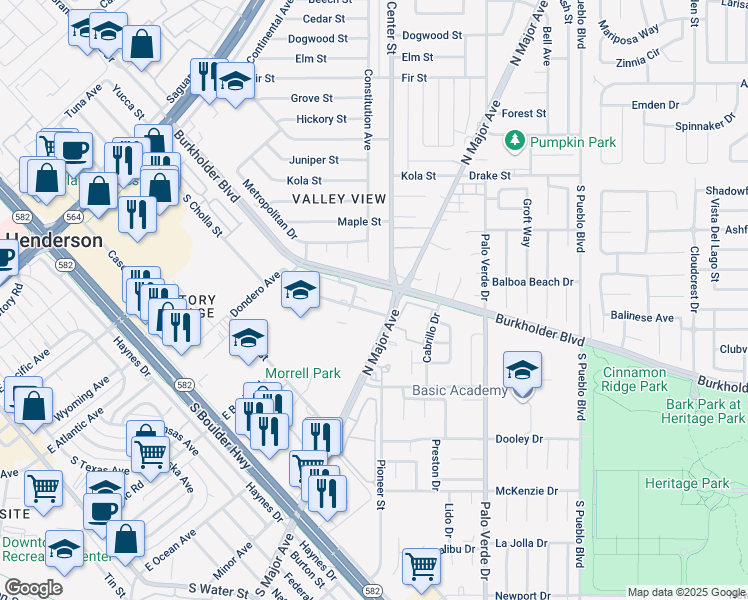 map of restaurants, bars, coffee shops, grocery stores, and more near 184 Judy Court in Henderson