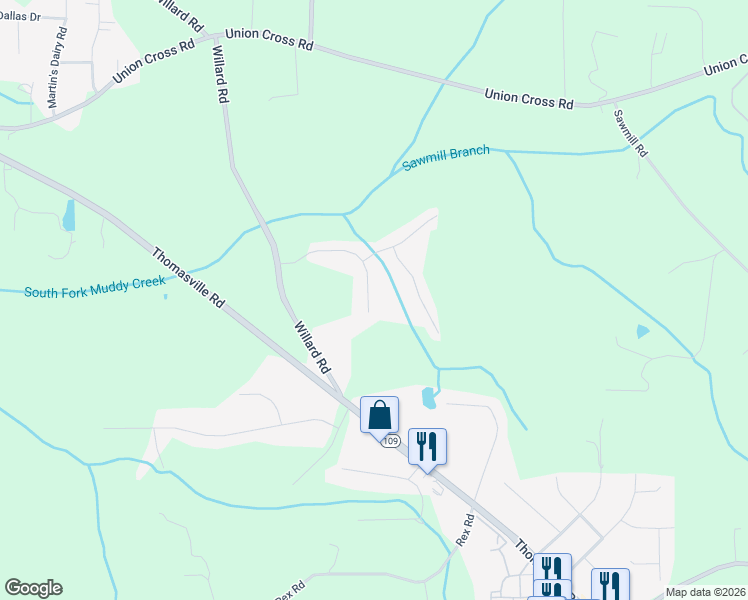 map of restaurants, bars, coffee shops, grocery stores, and more near 4360 Glenmore Creek Drive in Winston-Salem