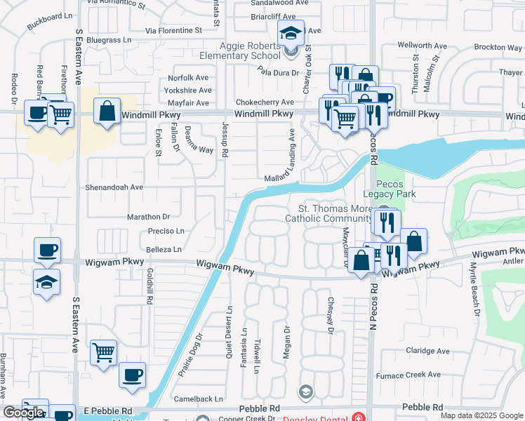 map of restaurants, bars, coffee shops, grocery stores, and more near 2719 Knightsbridge Rd in Henderson
