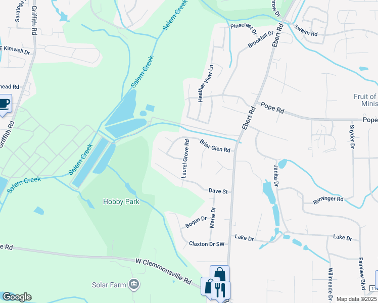 map of restaurants, bars, coffee shops, grocery stores, and more near 3937 Laurel Grove Road in Winston-Salem