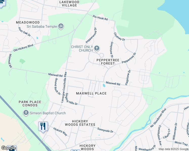map of restaurants, bars, coffee shops, grocery stores, and more near 4252 Maxwell Road in Nashville