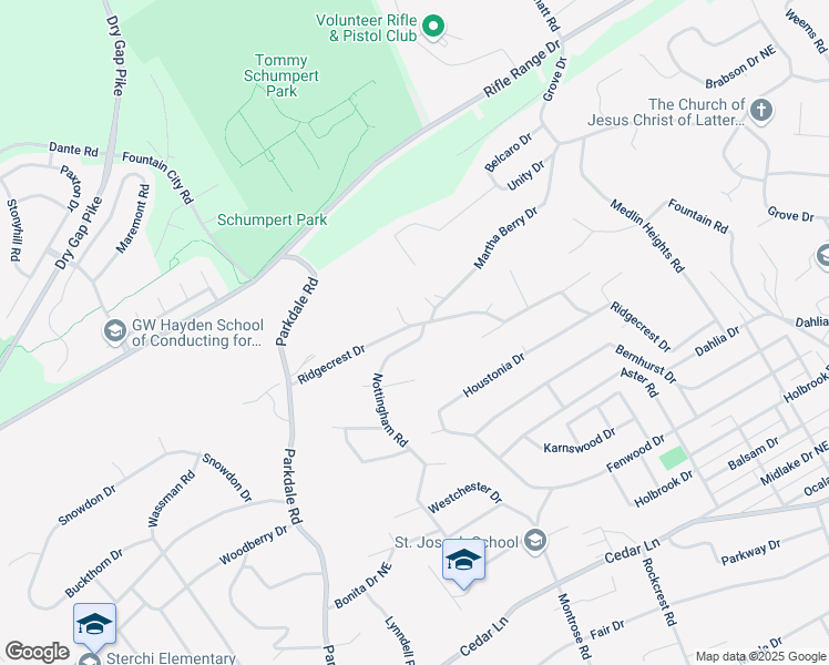 map of restaurants, bars, coffee shops, grocery stores, and more near 6025 Nottingham Road in Knoxville