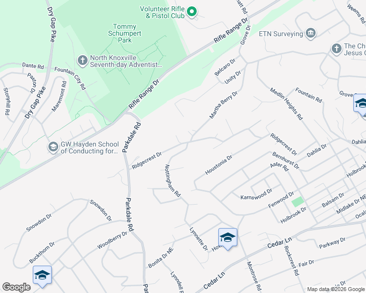 map of restaurants, bars, coffee shops, grocery stores, and more near 6025 Nottingham Road in Knoxville