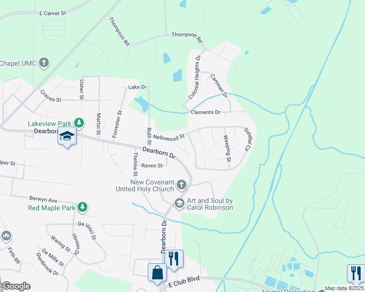 map of restaurants, bars, coffee shops, grocery stores, and more near 1 Olive Place in Durham