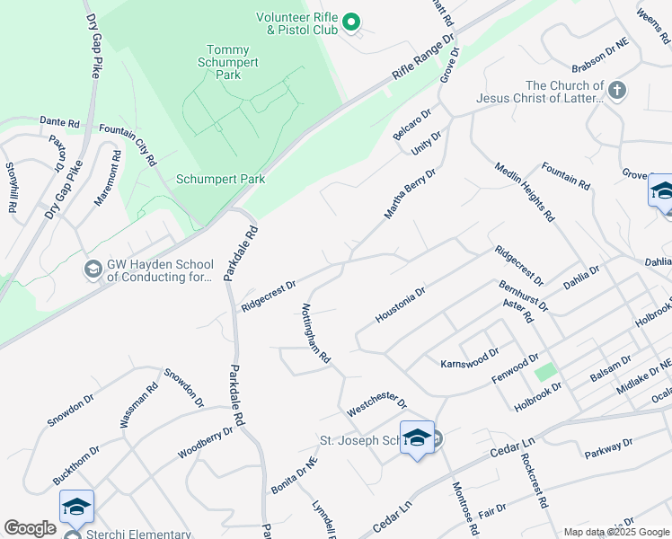 map of restaurants, bars, coffee shops, grocery stores, and more near 6025 Nottingham Road in Knoxville