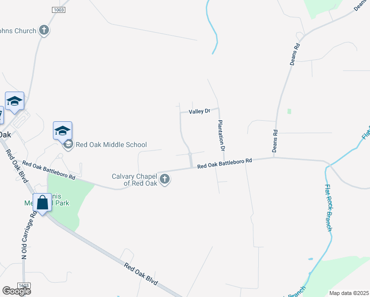 map of restaurants, bars, coffee shops, grocery stores, and more near 3854 Green Pastures West in Red Oak