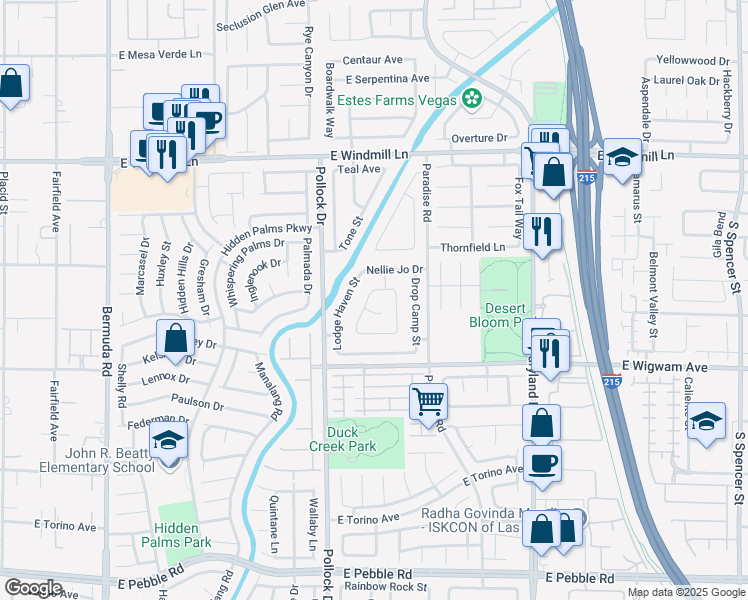 map of restaurants, bars, coffee shops, grocery stores, and more near 8370 Yamhill Street in Las Vegas