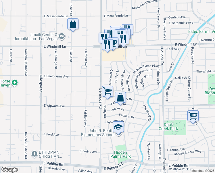 map of restaurants, bars, coffee shops, grocery stores, and more near 441 Inglewood Circle in Las Vegas