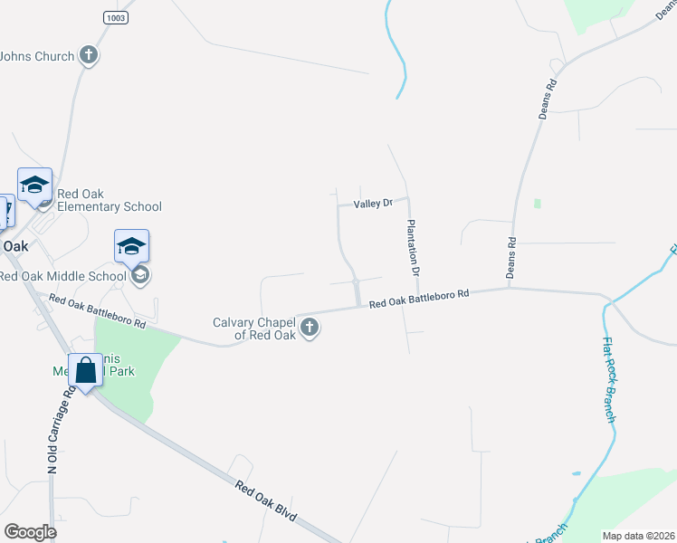 map of restaurants, bars, coffee shops, grocery stores, and more near 3832 Green Pastures West in Red Oak