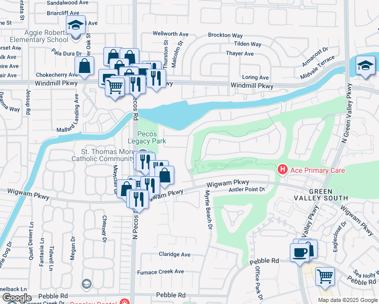 map of restaurants, bars, coffee shops, grocery stores, and more near 136 Ultra Drive in Henderson