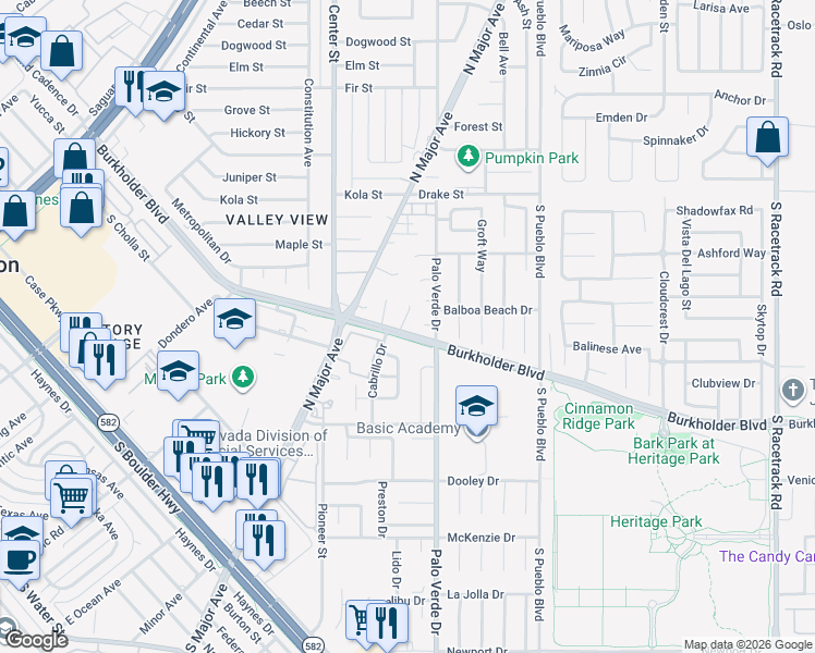 map of restaurants, bars, coffee shops, grocery stores, and more near 750 Ebony Rain Court in Henderson
