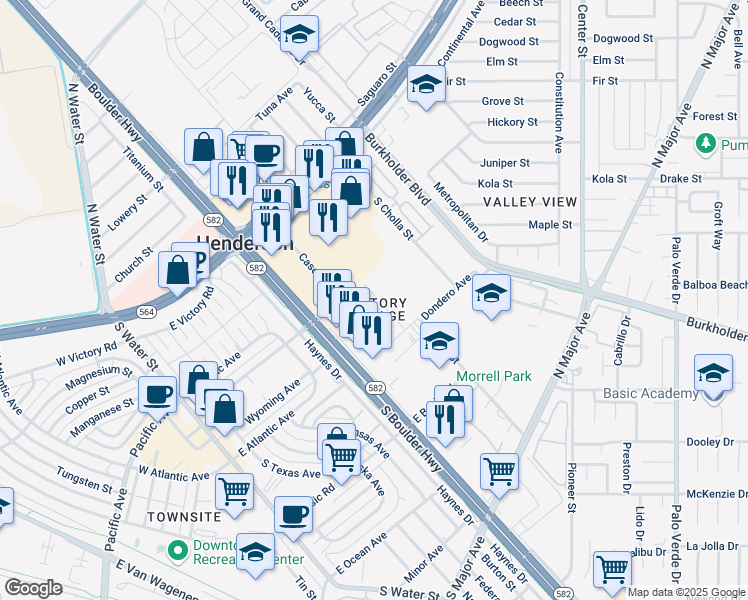 map of restaurants, bars, coffee shops, grocery stores, and more near in Henderson