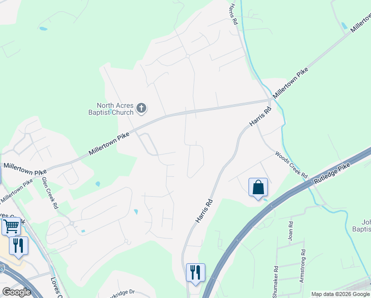 map of restaurants, bars, coffee shops, grocery stores, and more near 2300 Vincinda Cir in Knoxville