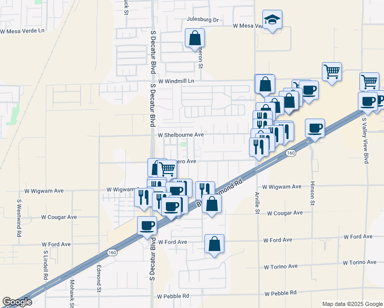 map of restaurants, bars, coffee shops, grocery stores, and more near 8381 Transvaal Blue Street in Las Vegas