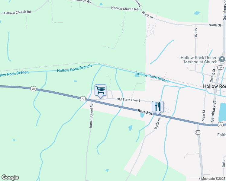 map of restaurants, bars, coffee shops, grocery stores, and more near 148 Old State Highway 1 in Hollow Rock