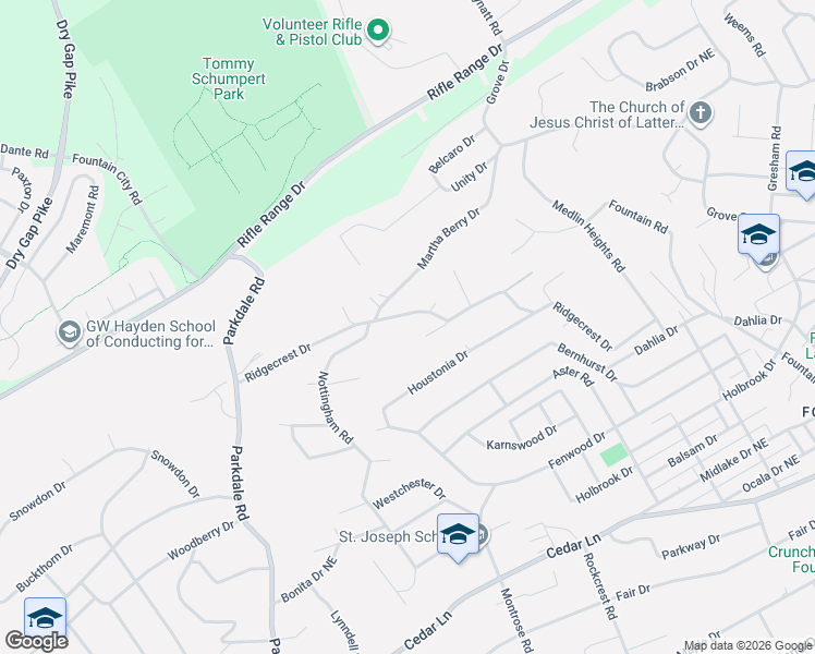 map of restaurants, bars, coffee shops, grocery stores, and more near 1900 Ridgecrest Drive in Knoxville