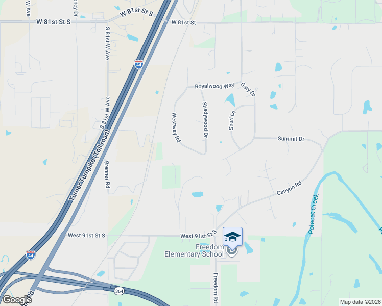map of restaurants, bars, coffee shops, grocery stores, and more near 8714 Westway Road in Tulsa