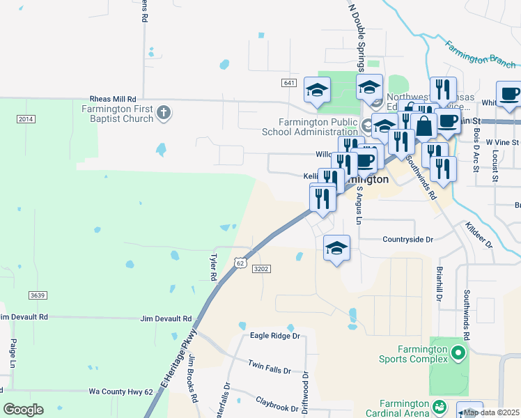 map of restaurants, bars, coffee shops, grocery stores, and more near 12842 Ruby Road in Farmington