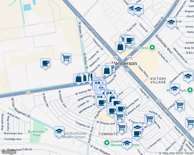 map of restaurants, bars, coffee shops, grocery stores, and more near 35 Nevada 564 in Henderson