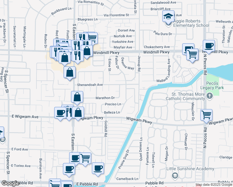 map of restaurants, bars, coffee shops, grocery stores, and more near 2823 Landau Court in Henderson