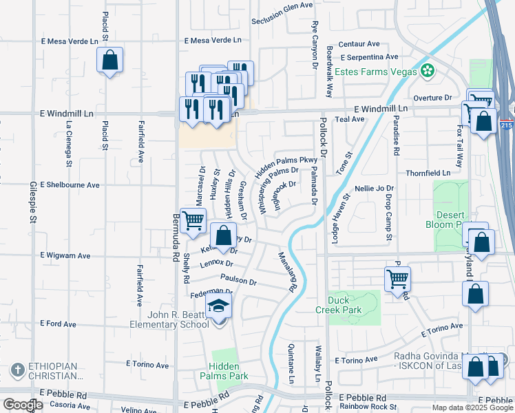 map of restaurants, bars, coffee shops, grocery stores, and more near 636 Whispering Palms Drive in Las Vegas