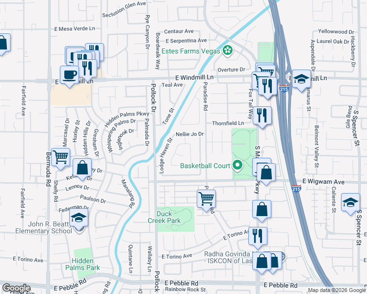 map of restaurants, bars, coffee shops, grocery stores, and more near 8370 Yamhill Street in Las Vegas