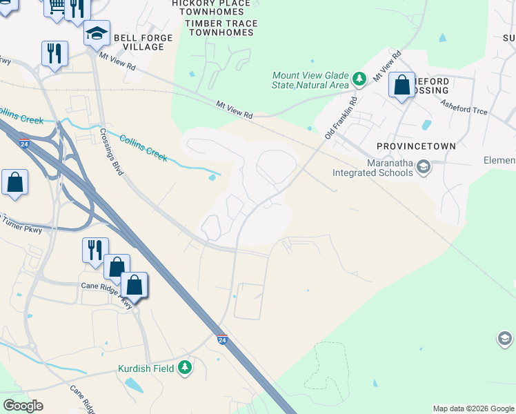 map of restaurants, bars, coffee shops, grocery stores, and more near 2930 Old Franklin Road in Nashville