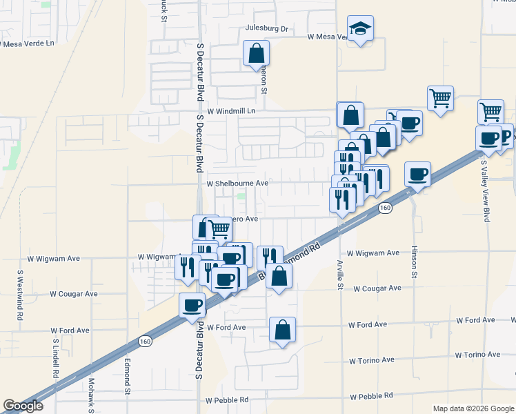 map of restaurants, bars, coffee shops, grocery stores, and more near 4693 Ametrine Court in Las Vegas