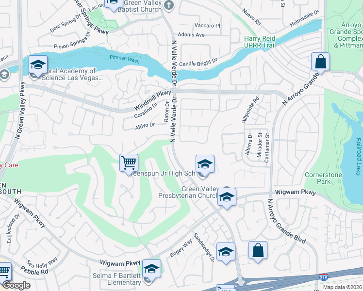 map of restaurants, bars, coffee shops, grocery stores, and more near 1899 Hillsboro Drive in Henderson