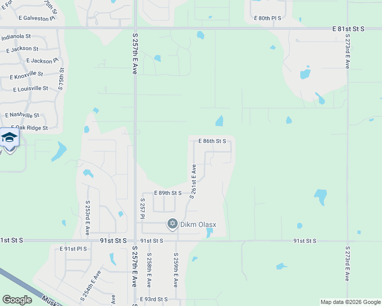 map of restaurants, bars, coffee shops, grocery stores, and more near 8683 South 261st East Avenue in Broken Arrow