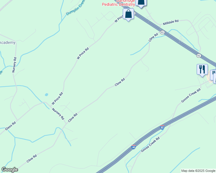 map of restaurants, bars, coffee shops, grocery stores, and more near 444 Cline Road in Dandridge