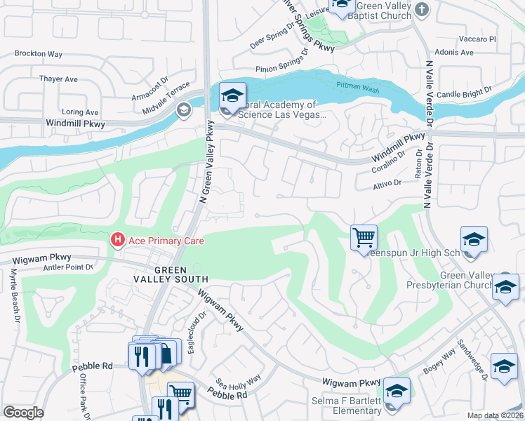 map of restaurants, bars, coffee shops, grocery stores, and more near 185 Inveraray Court in Henderson