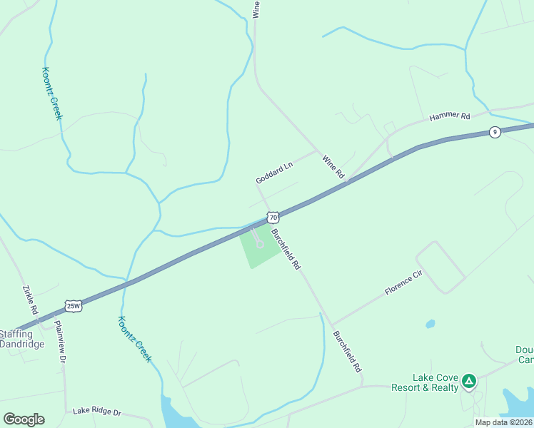 map of restaurants, bars, coffee shops, grocery stores, and more near 1700 Goddard Lane in Dandridge