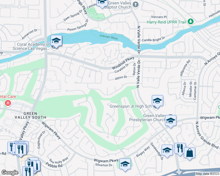 map of restaurants, bars, coffee shops, grocery stores, and more near 174 Buena Court in Henderson