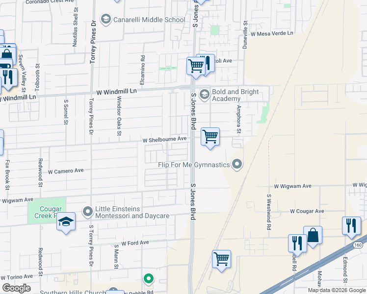 map of restaurants, bars, coffee shops, grocery stores, and more near 6138 Arbor Valley Avenue in Las Vegas