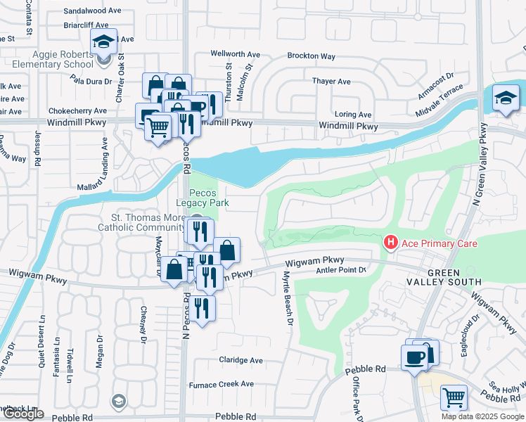 map of restaurants, bars, coffee shops, grocery stores, and more near 140 Ultra Drive in Henderson