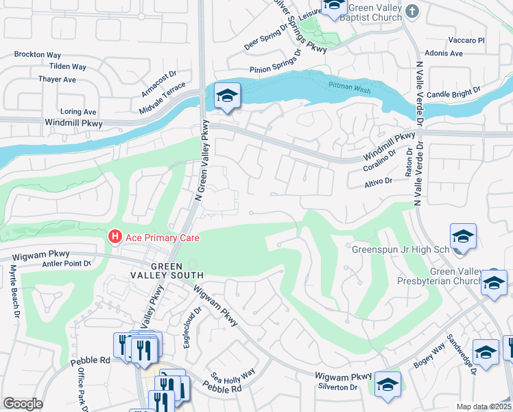 map of restaurants, bars, coffee shops, grocery stores, and more near 190 Inveraray Court in Henderson