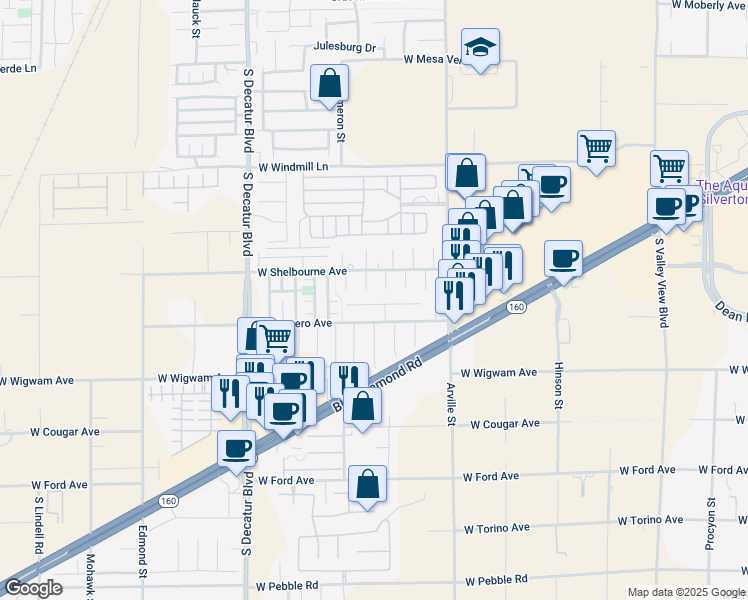 map of restaurants, bars, coffee shops, grocery stores, and more near 4584 Mission Meadow Circle in Las Vegas