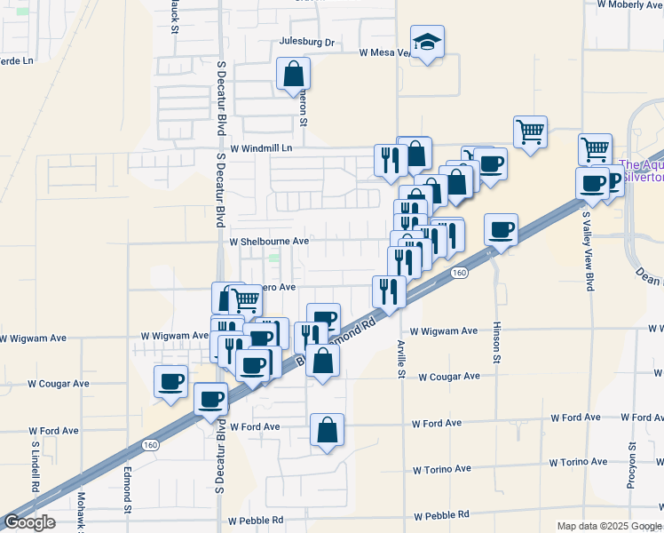 map of restaurants, bars, coffee shops, grocery stores, and more near 4584 Mission Meadow Circle in Las Vegas