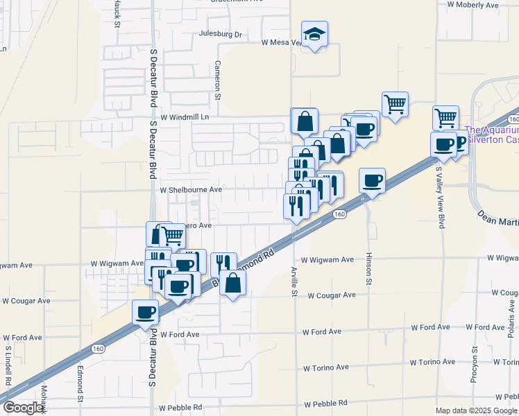 map of restaurants, bars, coffee shops, grocery stores, and more near 4512 Mission Meadow Circle in Las Vegas