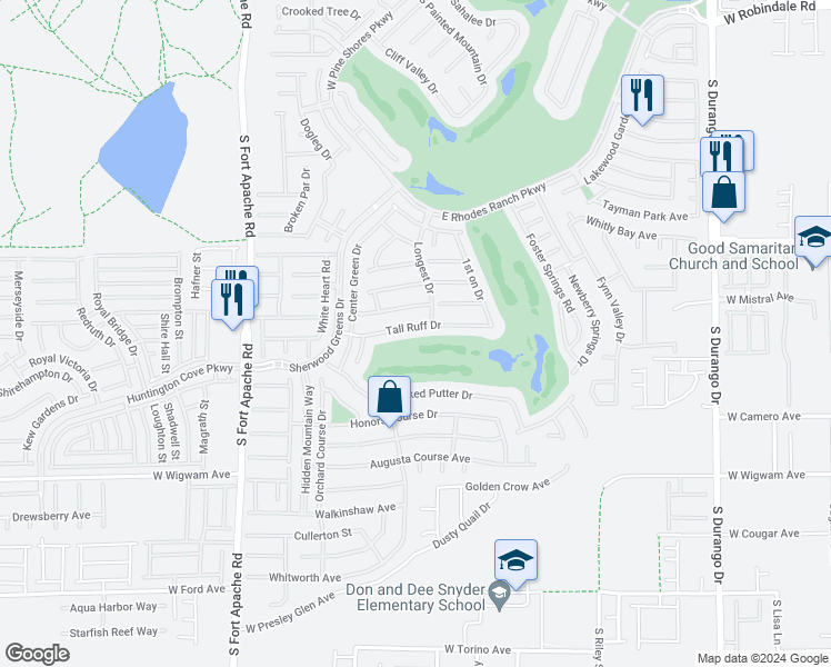 map of restaurants, bars, coffee shops, grocery stores, and more near 129 Tall Ruff Drive in Las Vegas